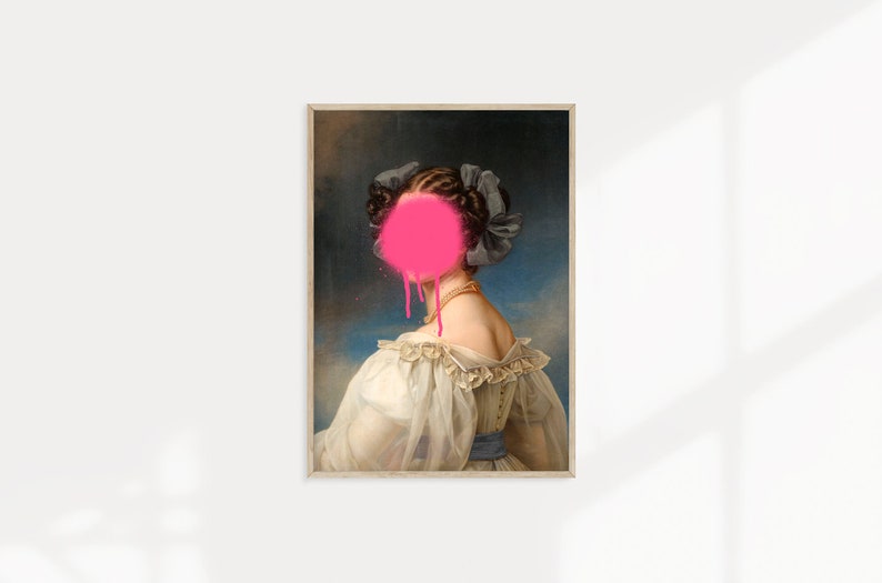 Vintage Lady Graffiti Portrait Altered Vintage Art Print Etsy