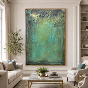 Green minimalism painting green wall art green canvas painting green abstract art green canvas wall art Large green abstract painting