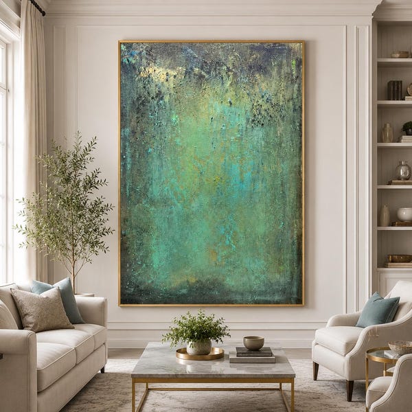 Green minimalism painting green wall art green canvas painting green abstract art green canvas wall art Large green abstract painting