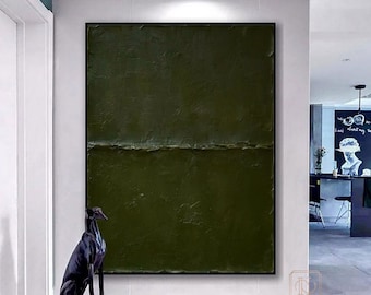 Wabi-Sabi Wall Art green abstract wall art green wall painting green abstract art canvas Bohemian painting 3d texture wall art green art