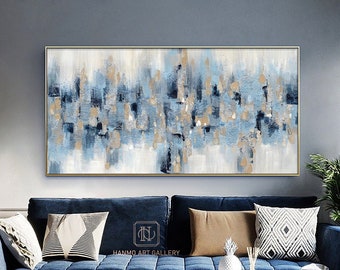 Large Blue abstract painting On canvas Contemporary painting Blue Acrylic abstract painting texture abstract wall art Large mural painting