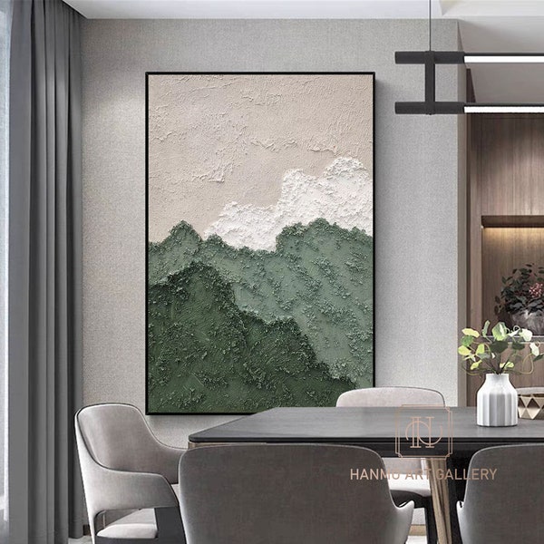 Green 3D Textured Painting 3D Beige Abstract Painting Green 3D Minimalist Painting Large White Abstract Painting Modern abstract painting