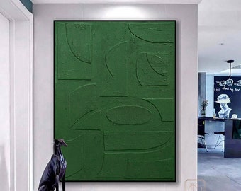 Large Nordic Green abstract wall Green 3D texture painting Green painting Grass Green Art modern living room abstract painting MinimalistArt