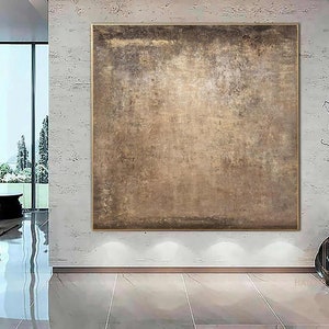 Brown minimalist painting brown wall art 3d texture painting brown Wabi-Sabi art brown square wall art Brown abstract painting on canvas