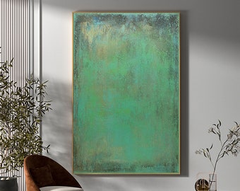 Large green abstract painting green abstract painting canvas green minimalist abstract art green wall art original simple abstract painting