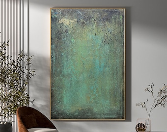 Green minimalism painting green wall art green canvas painting green abstract art green canvas wall art Large green abstract painting