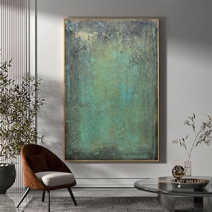 Green minimalism painting green wall art green canvas painting green abstract art green canvas wall art Large green abstract painting