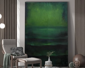 green wall art green canvas painting Green minimalism painting green abstract art green canvas wall art Large green abstract painting