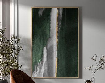 Large Modern Abstract Painting Green And Gold Canvas Abstract Art Gold Leaf Acrylic Painting Big Canvas Painting Contemporary Canvas Art