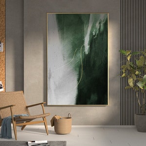 Original Minimalist Abstract Painting Acrylic Large Green Abstract Art Oversized Modern Abstract Painting Framed Painting For Living Room