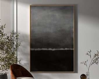 Arte de pared en blanco y negro Pintura minimalista en blanco y negro Pintura grande en blanco y negro Arte abstracto en blanco y negro Decoración de oficina