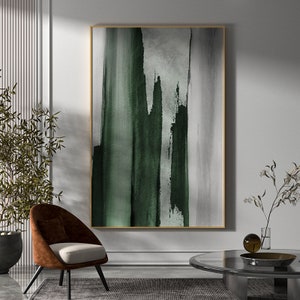 Large Green Abstract Painting Green And Beige Abstract Canvas Art Acrylic Minimalist Abstract Painting Oversized Modern Abstract Painting