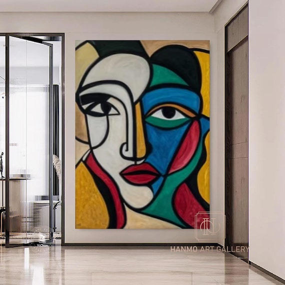 Abstract Woman Figure Painting Large Blue & Green Texture Painting