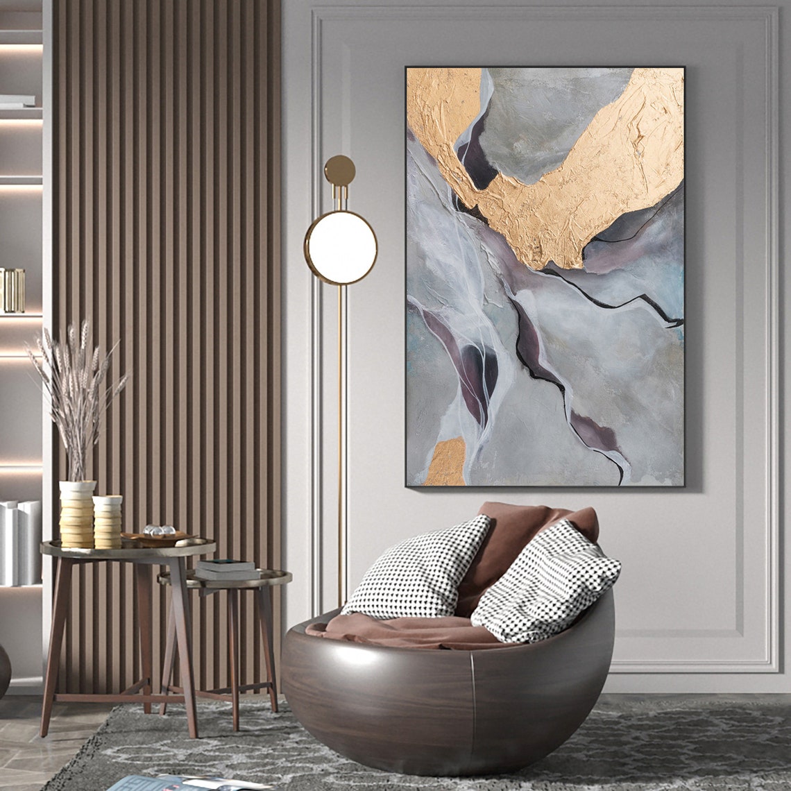 Frame Gold Abstract Painting On Canvas Gold abstract painting Etsy