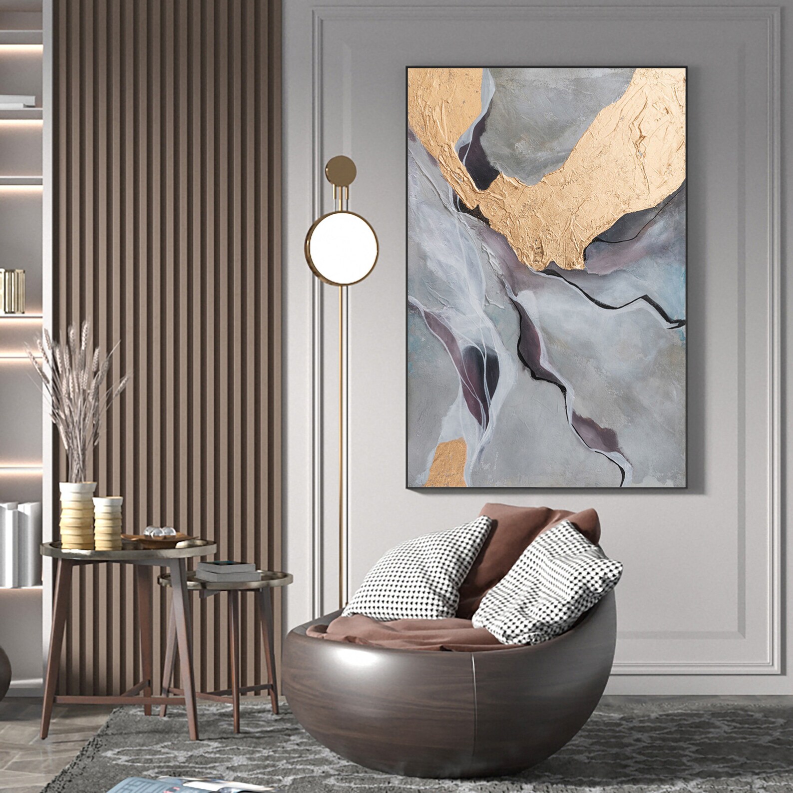 Frame Gold Abstract Painting On Canvas Gold abstract painting Etsy