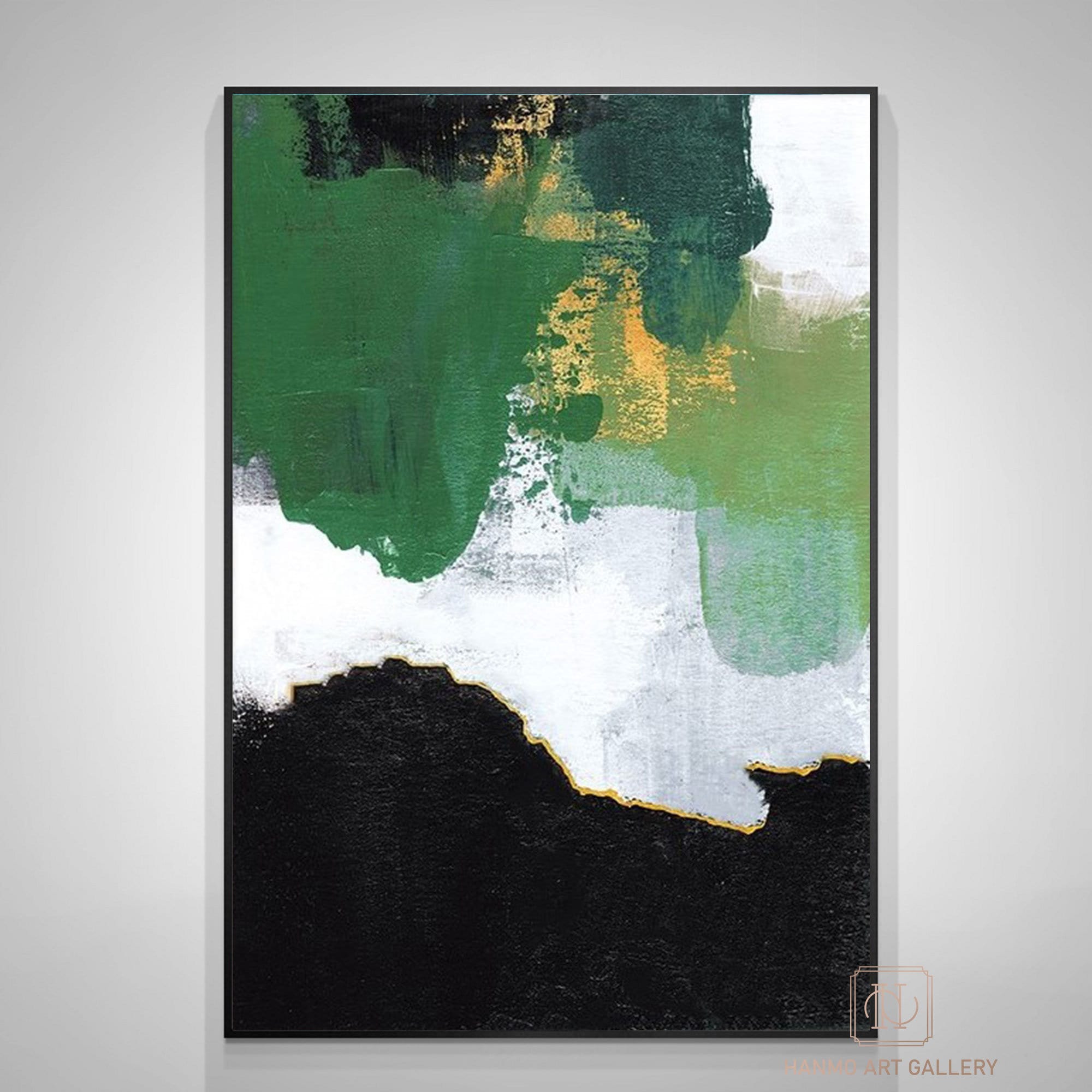 Original Abstract Painting Green Abstract Painting Black and Etsy