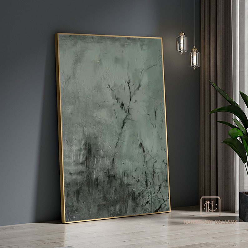 Large Green Black Abstract Painting Green Art Modern Abstract Etsy