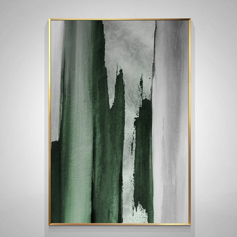 Large Green Abstract Painting Green and Grey Abstract Canvas Etsy