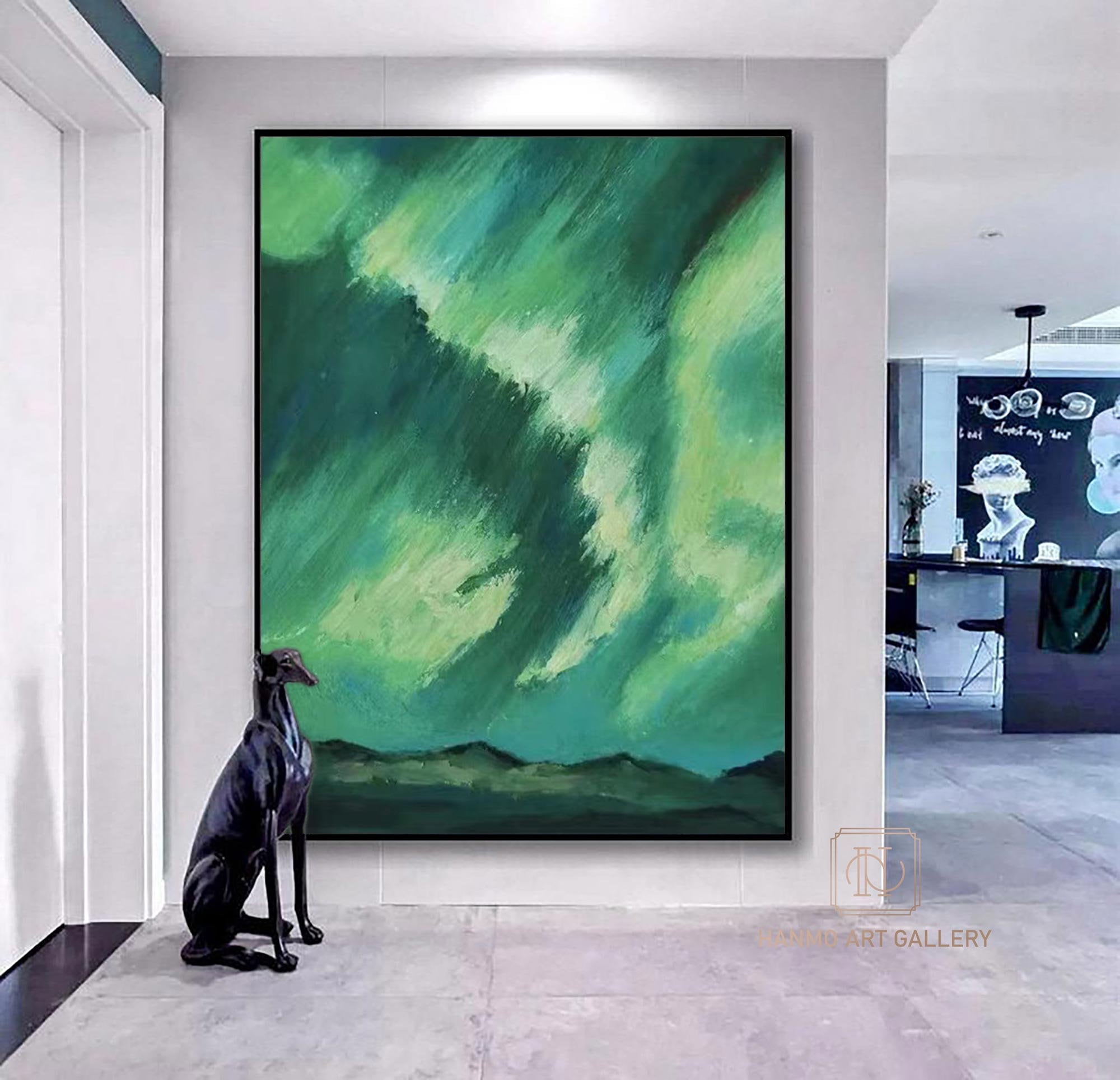 緑の抽象芸術キャンバス 緑の絵画 緑の壁アート 緑の抽象芸術風景 壁