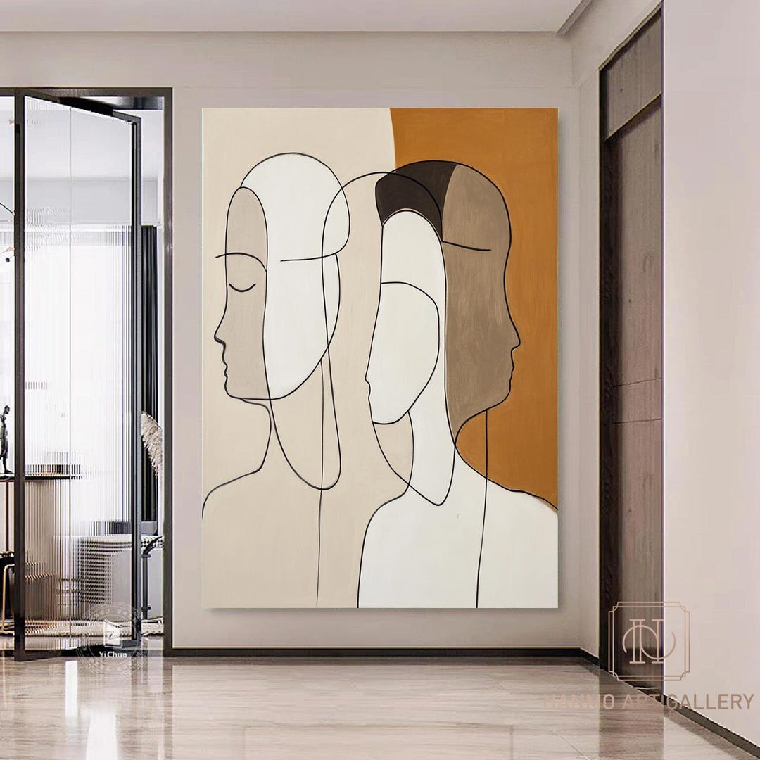 Abstract Portrait Oil Painting on Canvas, Original Beautiful Female ...