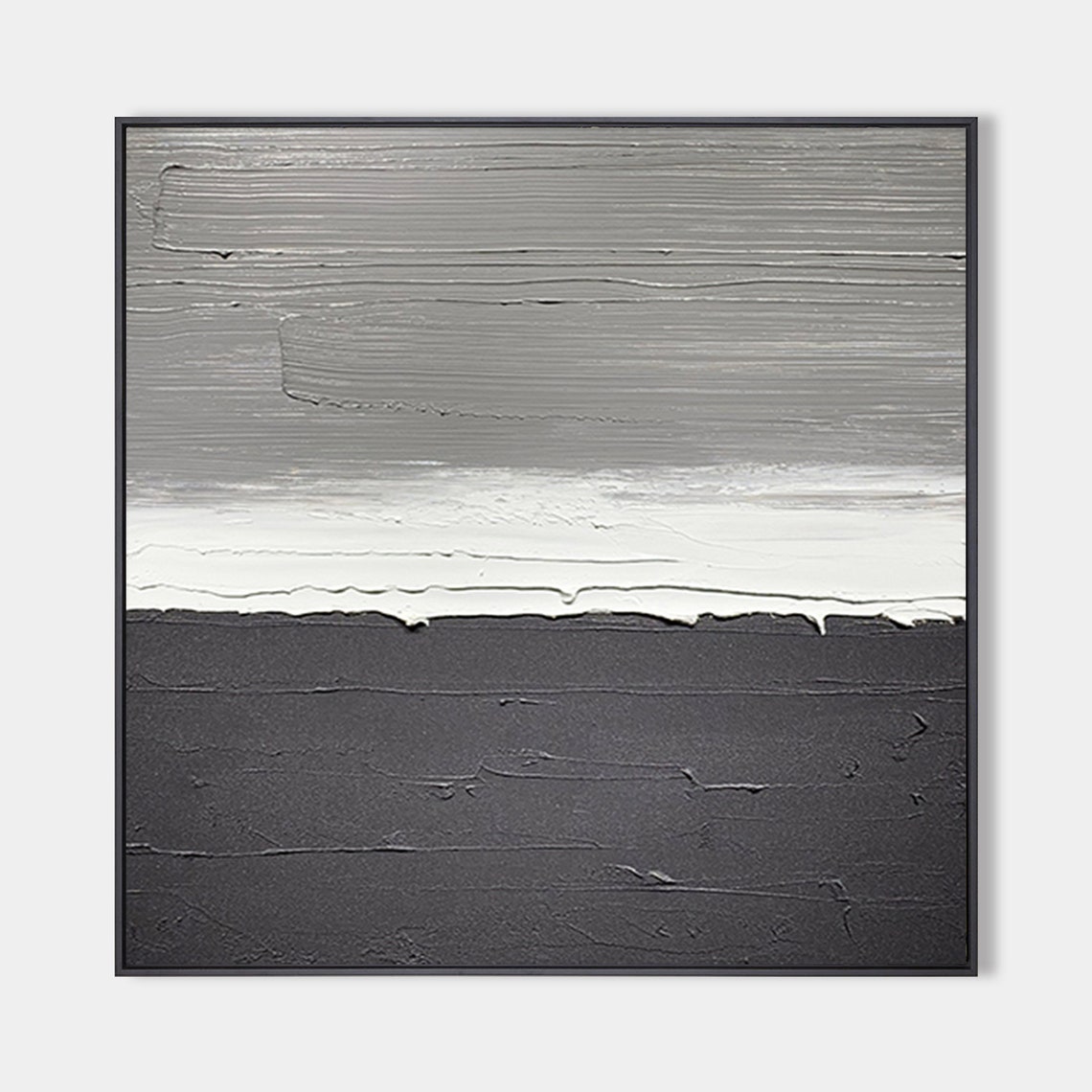 Original Black White And Grey Abstract Canvas Art Large Etsy