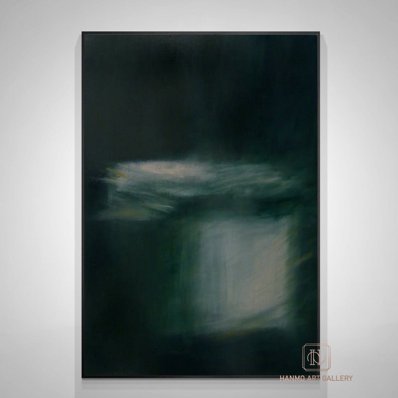Large Dark Green Abstract Art Pure Green Minimalist Wall Decor - Etsy