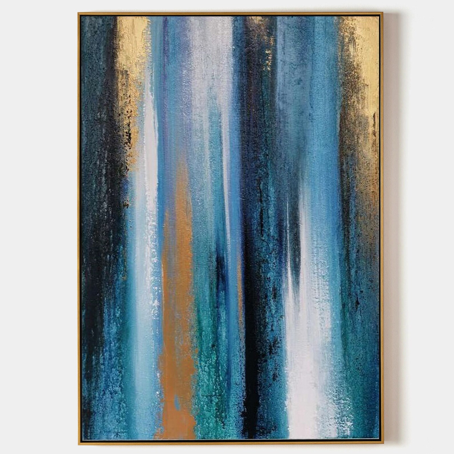 Extra Large Blue and Gold Canvas Art Original Gold Leaf Etsy