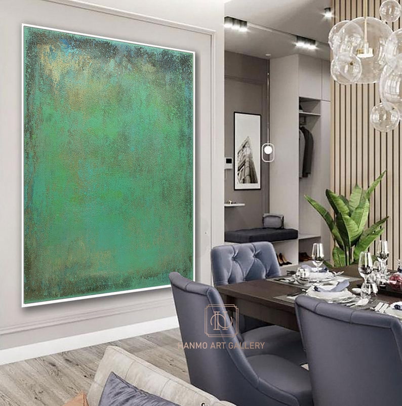 Large Green Abstract Painting Green Abstract Painting Canvas Etsy