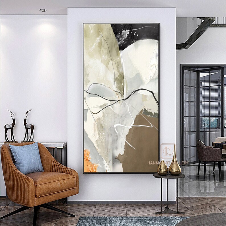 Large Minimalist Abstract Art Beige Painting Brown Painting Minimalist ...