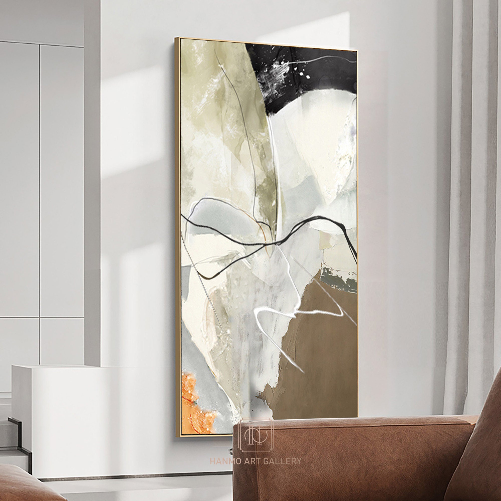 Large Minimalist Abstract Art Beige Painting Brown Painting Minimalist ...