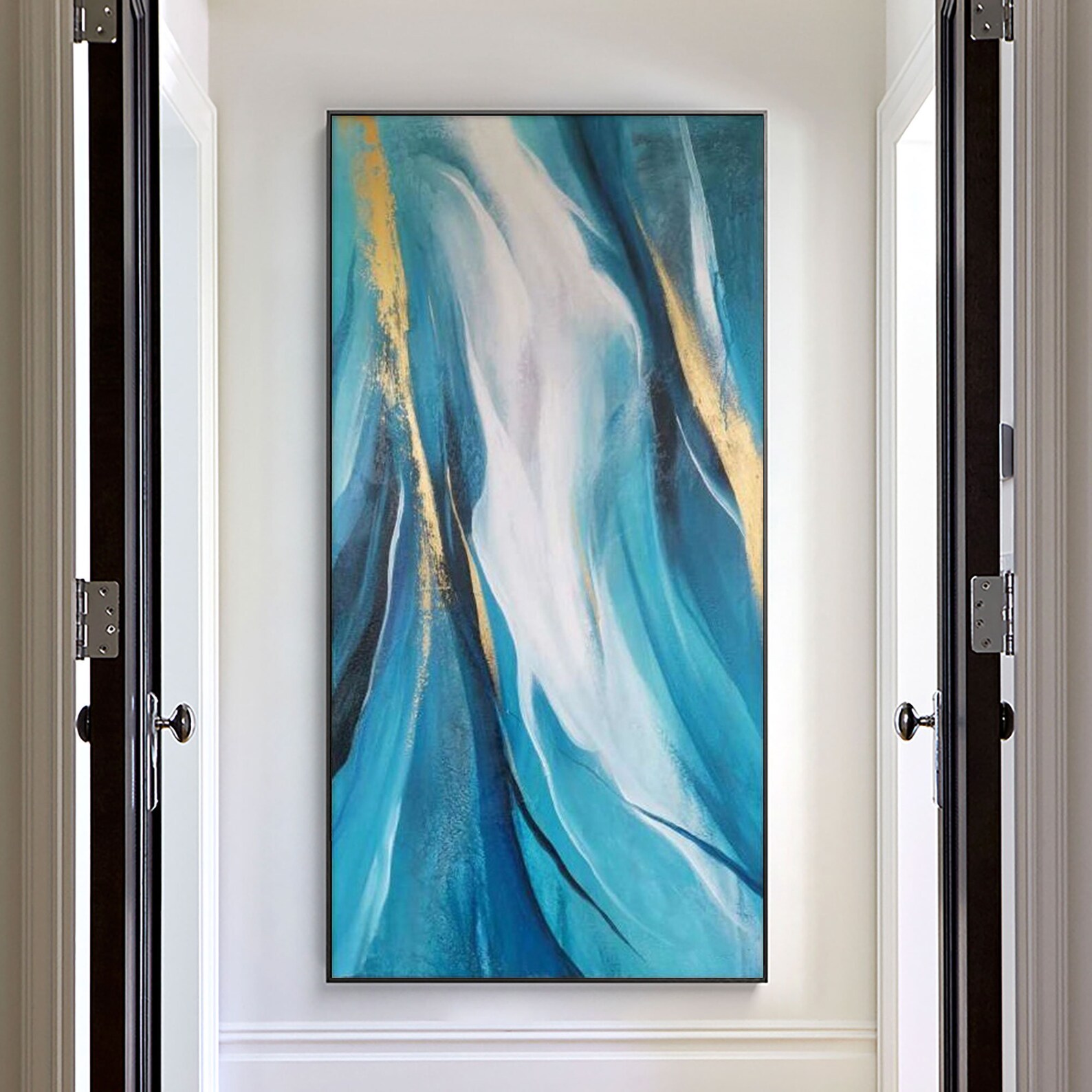 Extra Large Blue and Gold Abstract Oil Painting on Canvas Etsy