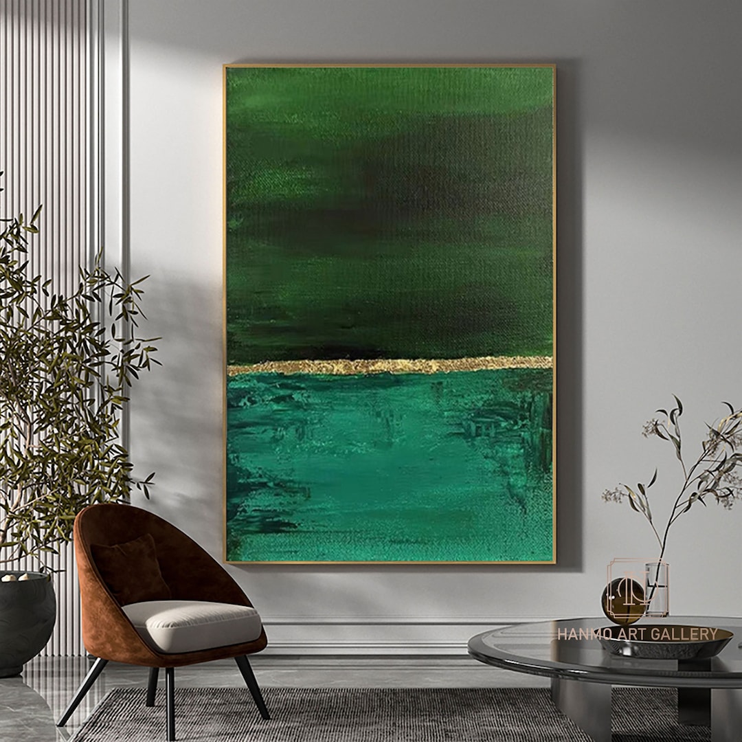 Wabi-sabi Wall Art Green Abstract Art Canvas Green Painting Green ...