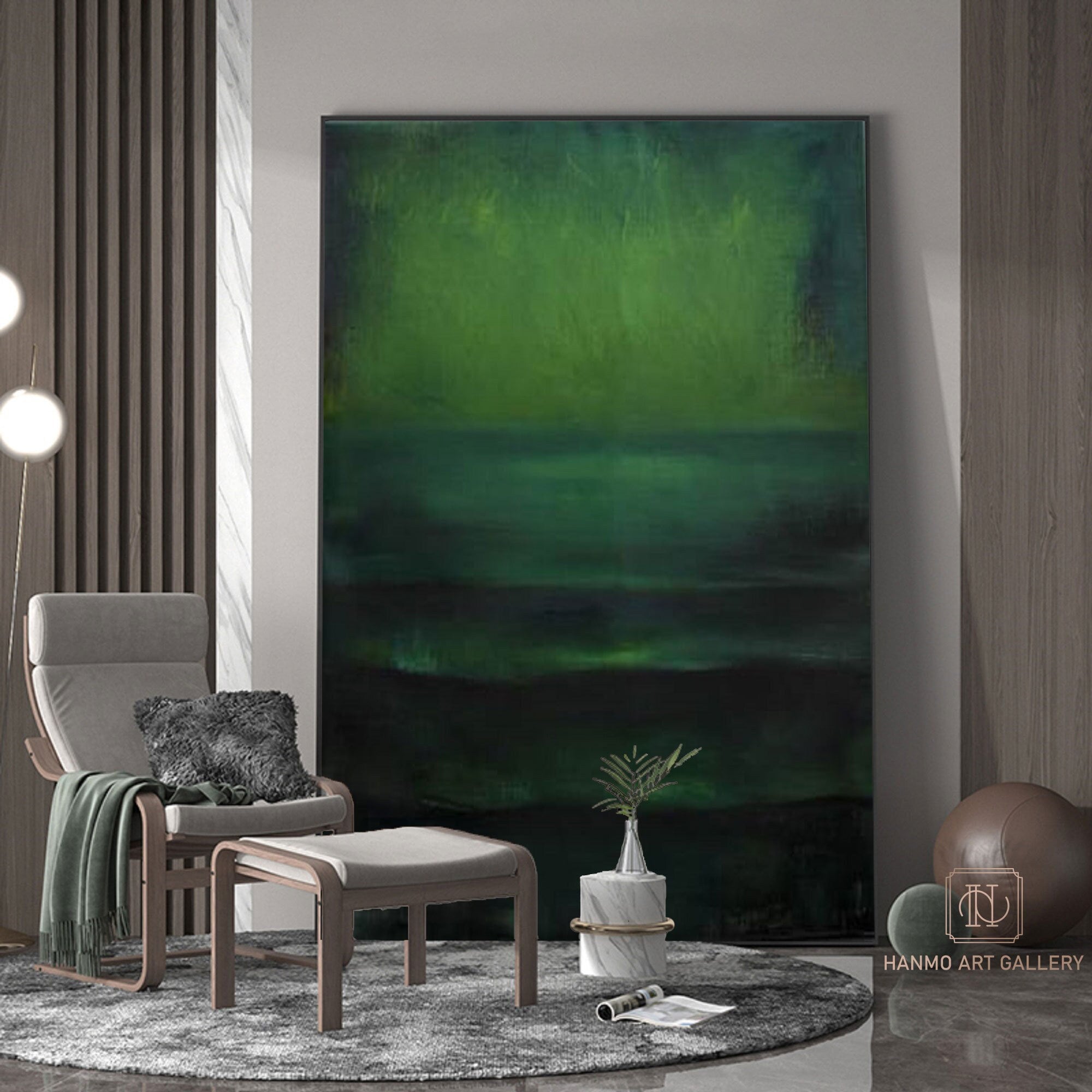 green wall art green canvas painting Green minimalism painting green abstract art green canvas wall art Large green abstract painting