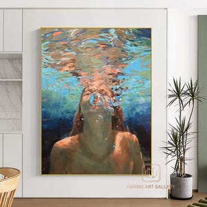 Original Oil Painting Swimmer - Etsy Canada