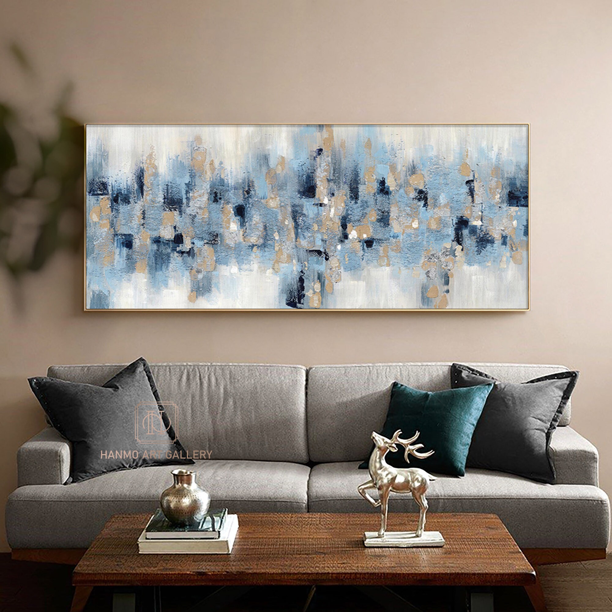 Large Blue abstract painting On canvas Contemporary painting Etsy