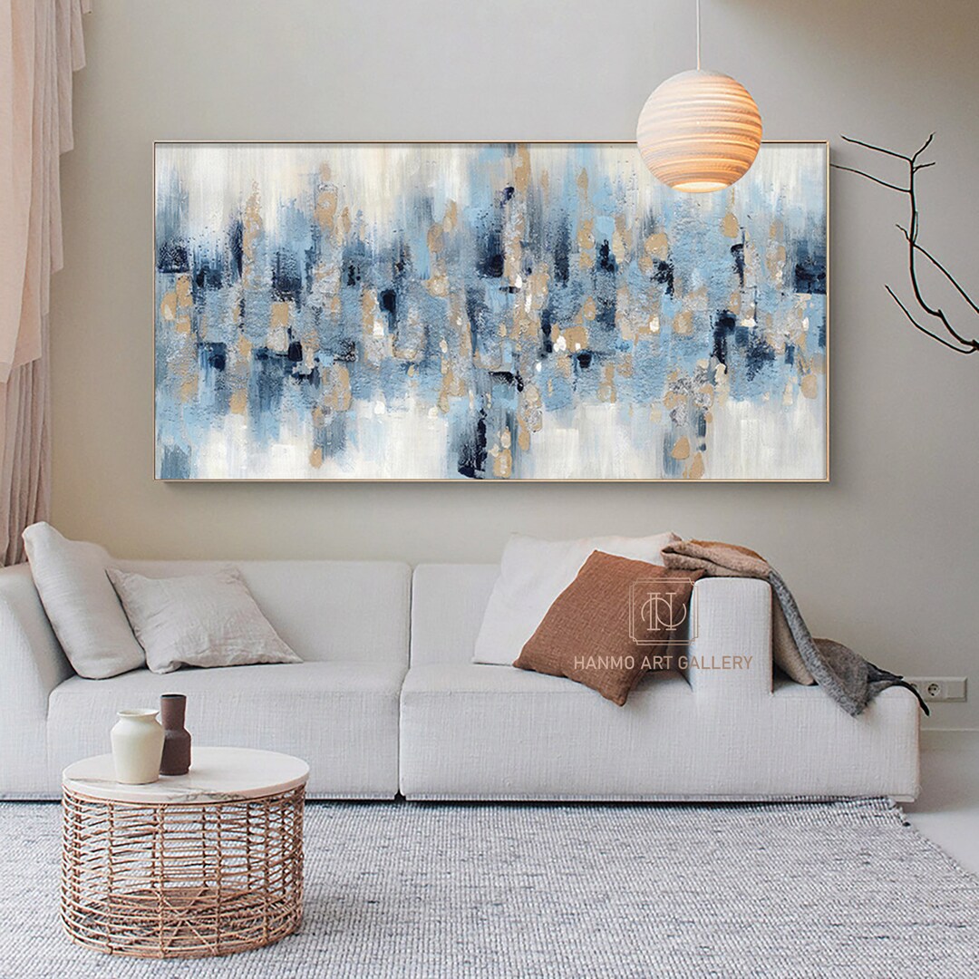 Large Blue Abstract Painting on Canvas Contemporary Painting - Etsy