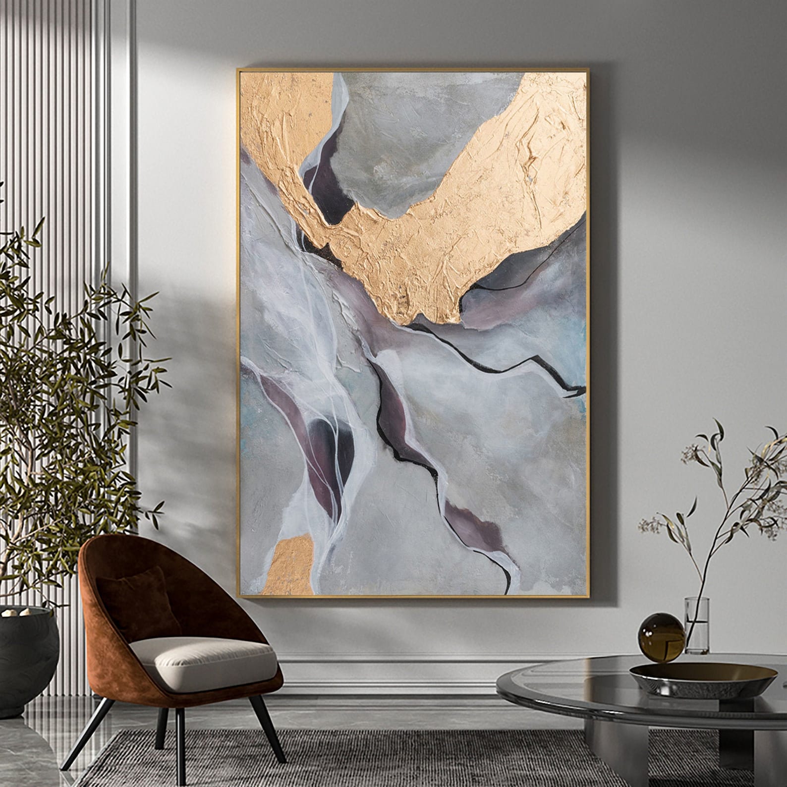 Frame Gold Abstract Painting On Canvas Gold abstract painting Etsy