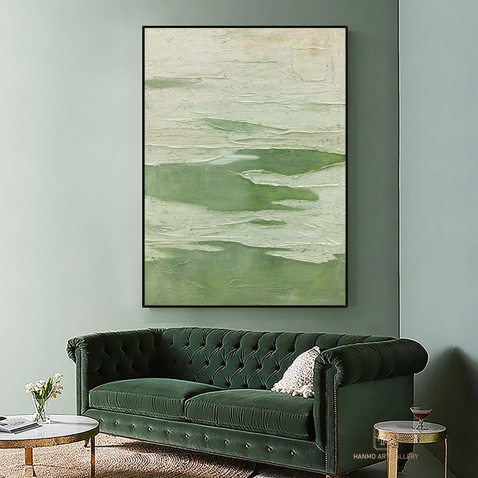 Large Original Abstract Painting Green Paintings on Canvas Extra Large ...