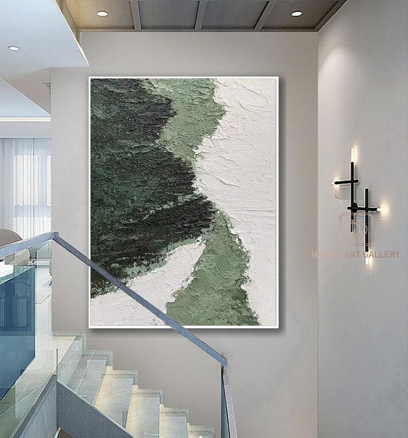 Green Abstract Art Green Wall Paintings Green 3D Textured Art Etsy
