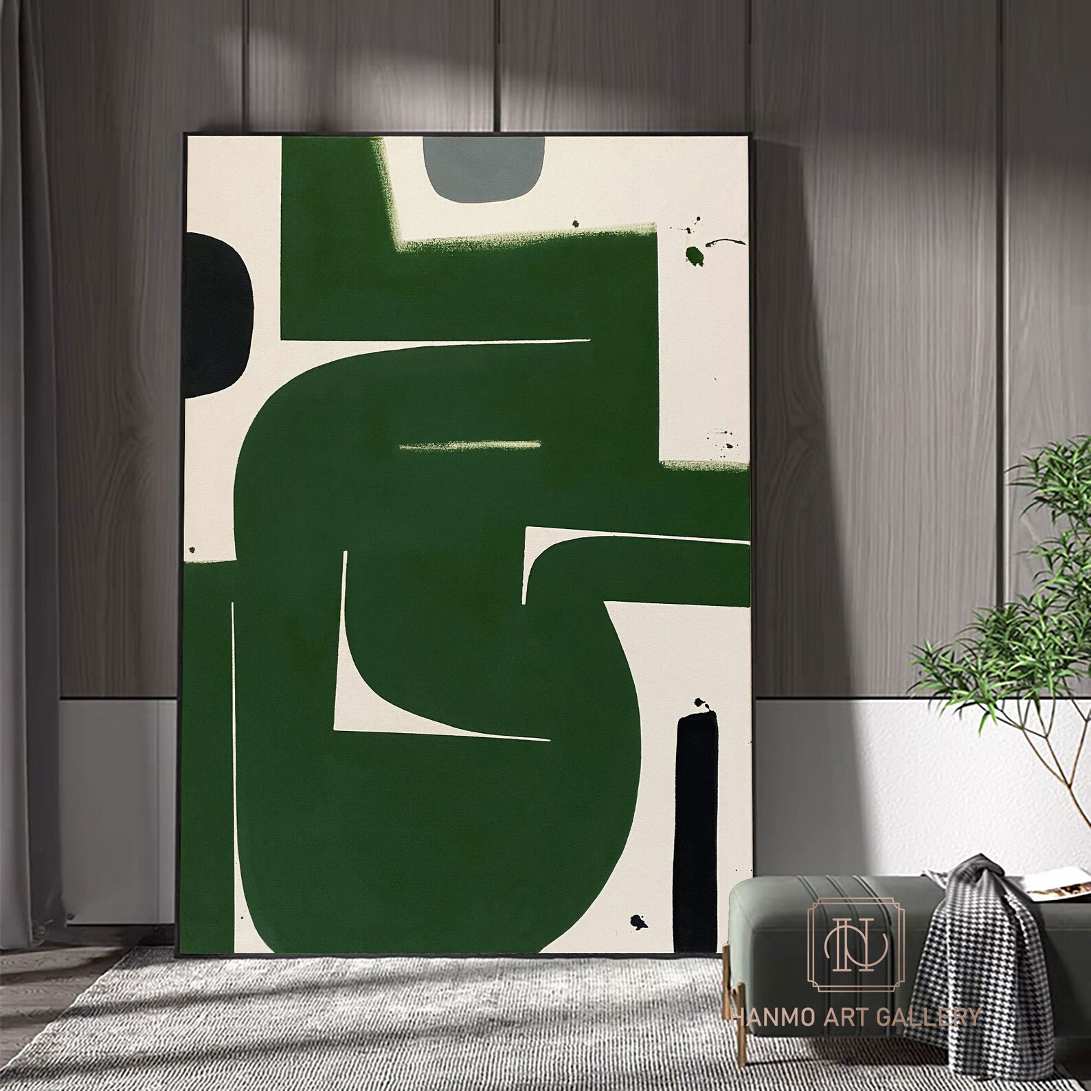 Large Abstract Painting Green Abstract Artwork Minimalist Etsy