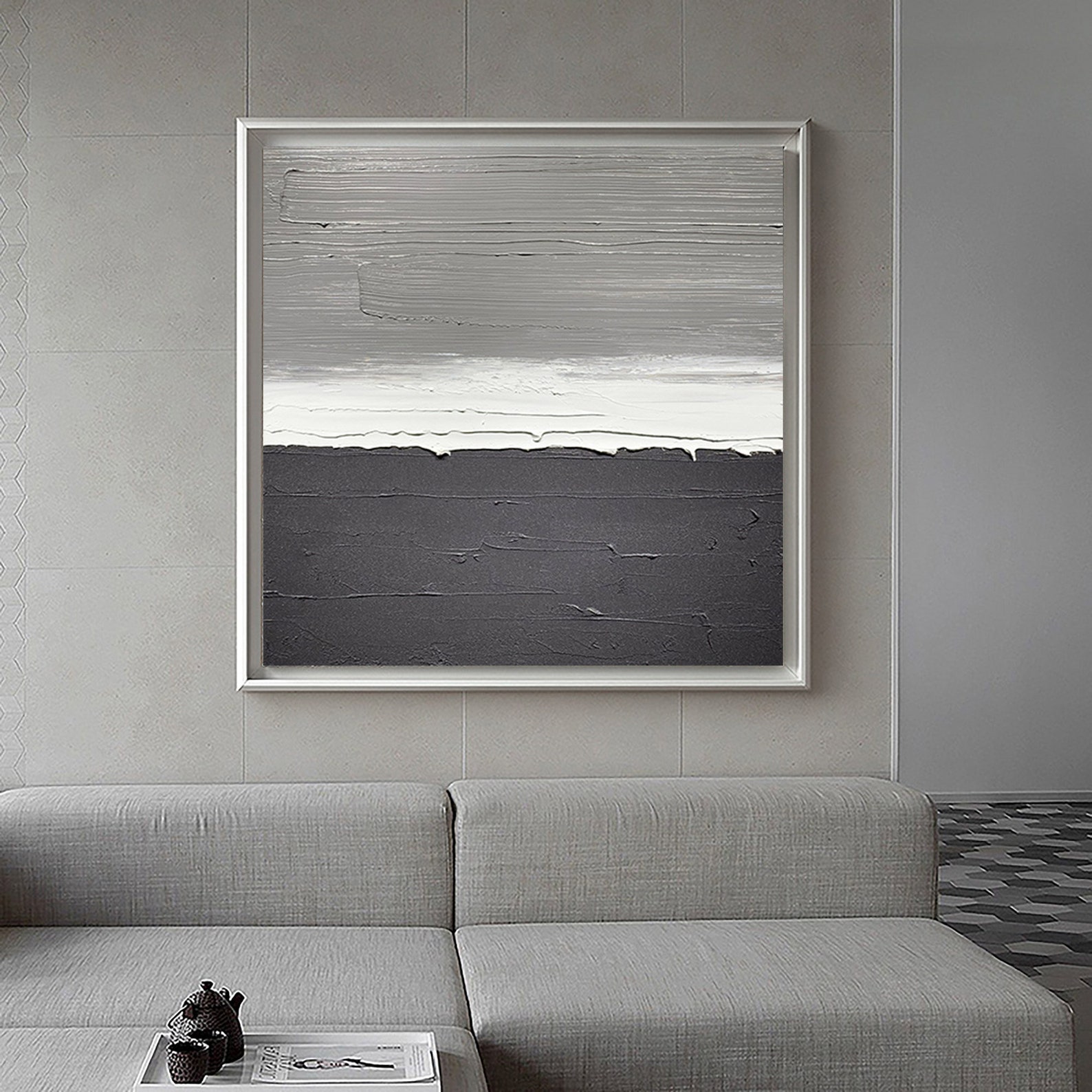 black white and grey canvas art