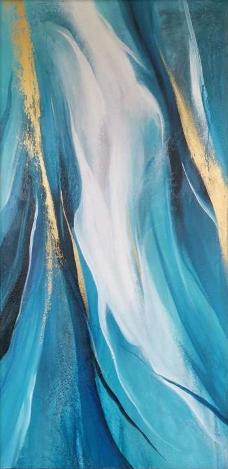 Extra Large Blue and Gold Abstract Oil Painting on Canvas Etsy
