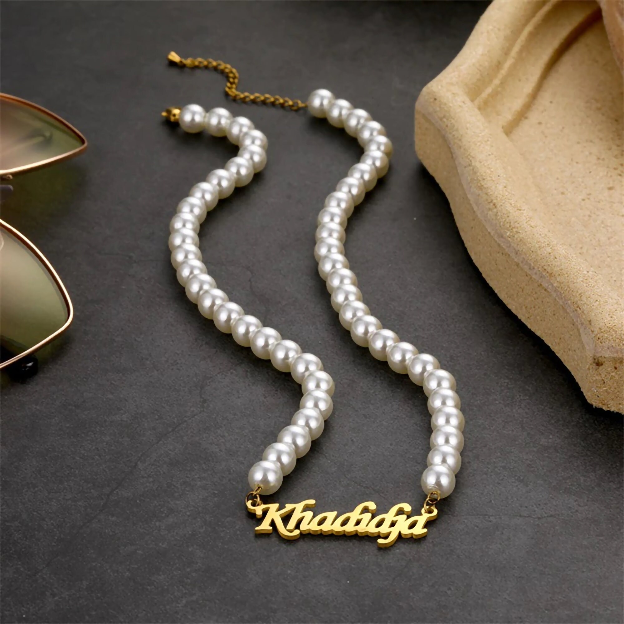 Pearl Name Necklace Pearl Name Choker 