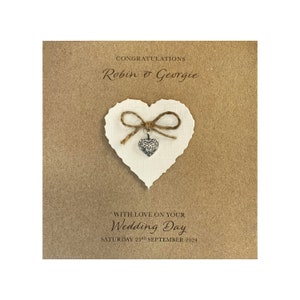 Personalised Wedding Day Card Handmade - Heart Charm