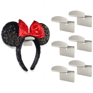 6x Metal Adhesive Hooks for Mickey Ears - Minimalist Disney Ear Holder, Stainless Steel