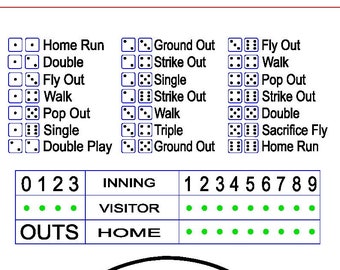 Baseball Dice Game, digital download Laser/CNC cut file, SVG, lbrn.