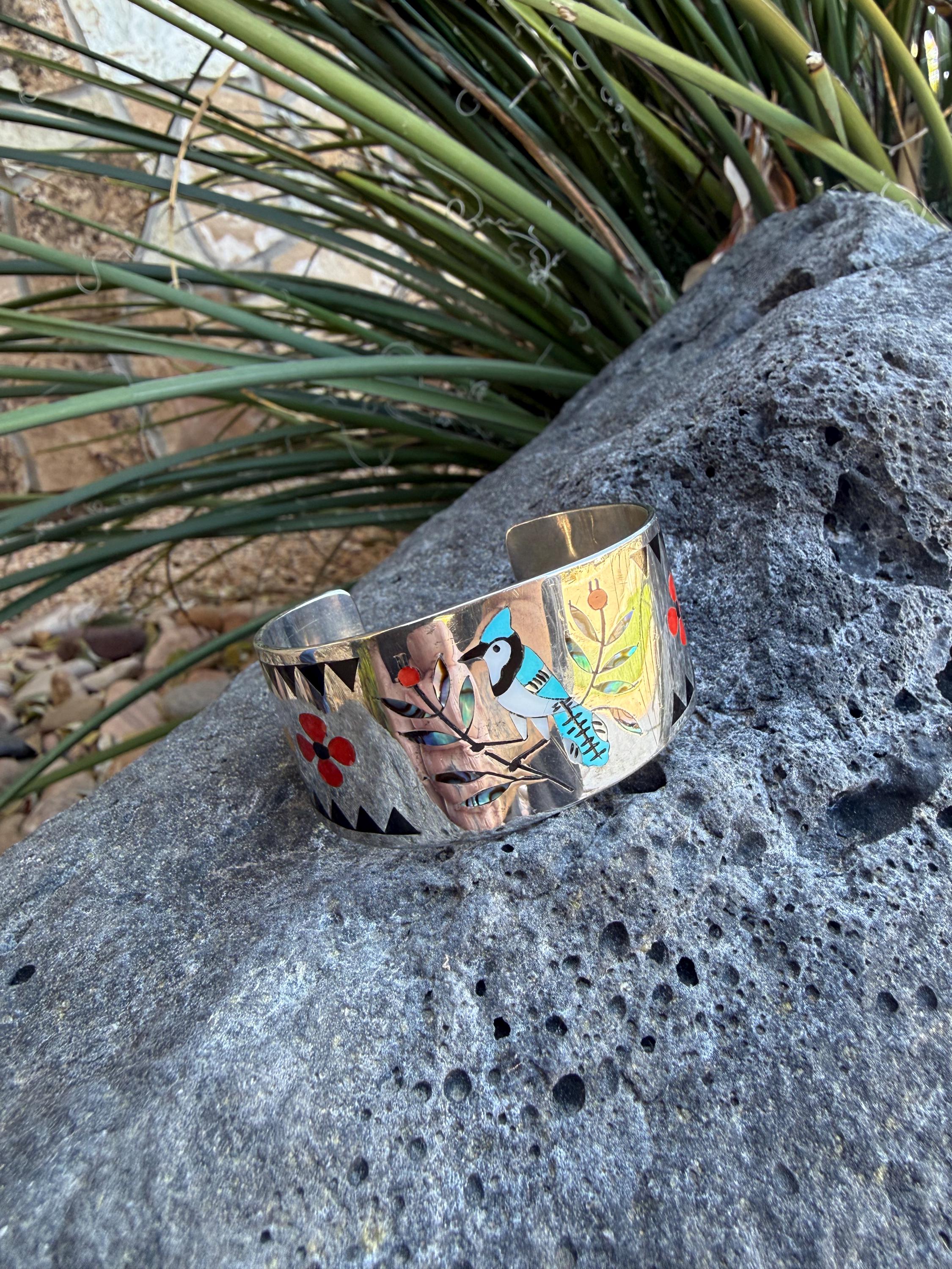 Blue Jay Inlaid Zuni Bracelet - Etsy