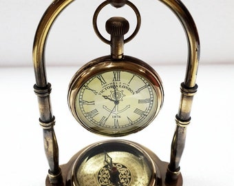 Marine Victoria London Brass Antique Style Office/Desk Decor Clock 
