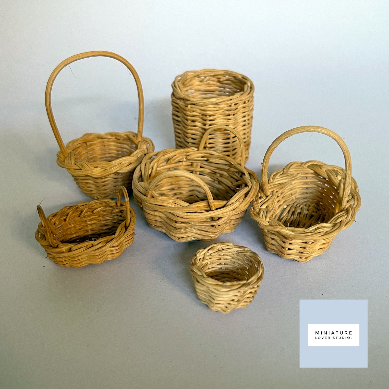 112 Handmade A Set of 6 Miniature Rattan Basket Etsy