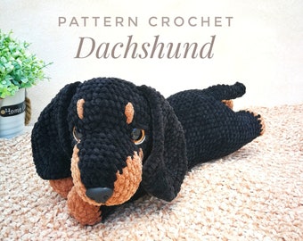 Crochet Dog pattern dachshund, Pattern toy dog, Amigurumi Realistic Doggie dachshund, Puppy PDF Tutorial